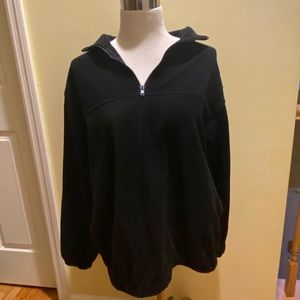 Fleece-like Black Quarter ZIP Sweatshirt